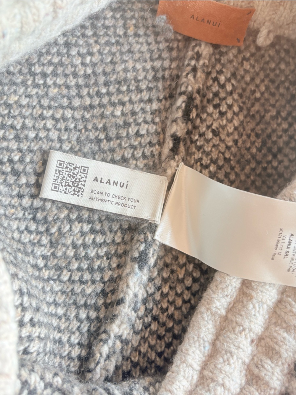 Alanui Wild Spirit Intarsia Leopard Print Grey Wool Blend Chunky Knit Sweatpants - Picture 11 of 15
